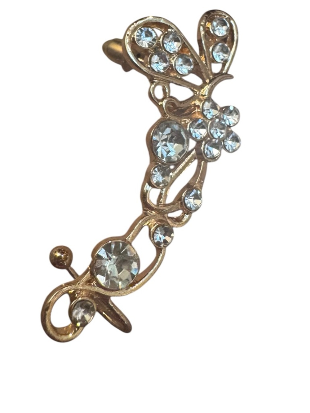 NEW! Crystal Leaf Butterfly Flower Ear Cuff Gold